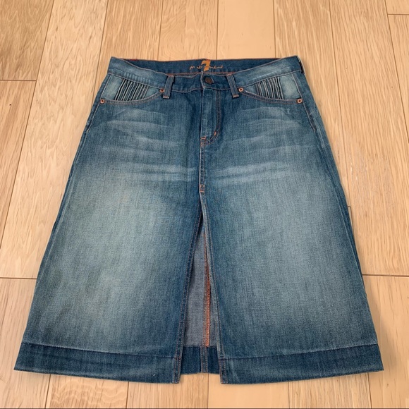7 for all mankind denim front slit skirt - Picture 3 of 8